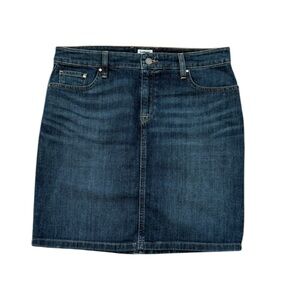 LL Bean Denim Jean Blue Favorite Fit Straight Casual Short Stretch Skirt 10P